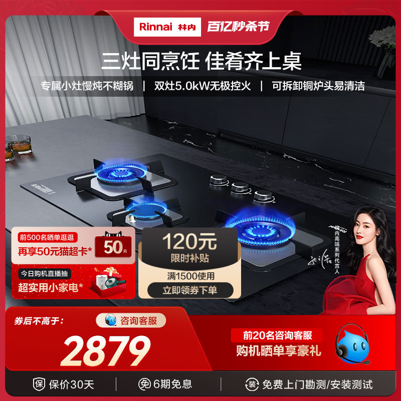 林内Rinnai5.0kW三眼灶