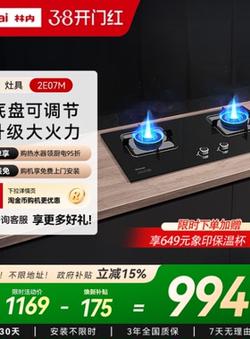 林内Rinnai燃气灶家用双灶天然气炉灶台式灶具2E08M