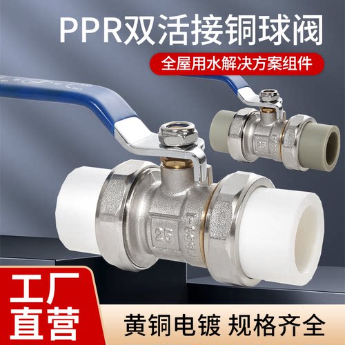 PPR双活接铜球阀门水管配件