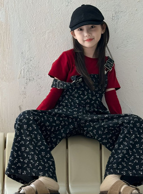 乔伊思韩童装女童连体裤碎花背带裤2025秋季新款女宝宝儿童裤子潮