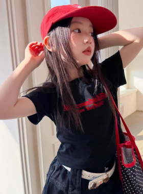 乔伊思童装短袖T恤2026春季新款儿童棉亲肤修身t恤衫字母洋气上衣