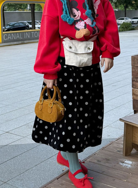 乔伊思童装女童半身裙2025冬季新款韩版波点半身裙公主风百搭款潮