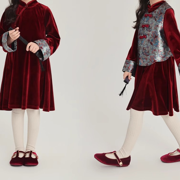 乔伊思童装女童连衣裙套装拜年服