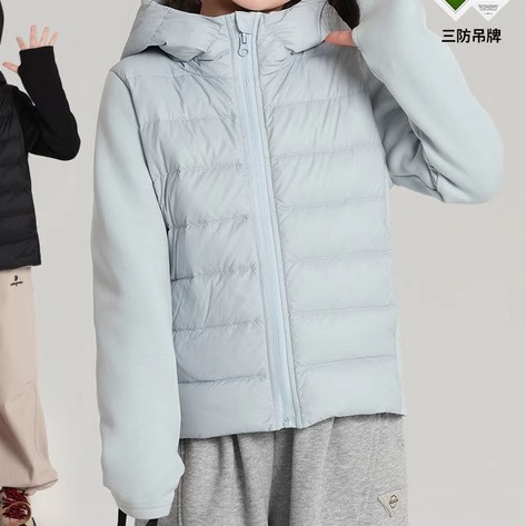 乔伊思童装女童羽绒服2025冬季款拼接轻薄儿童连帽羽绒服国标90绒