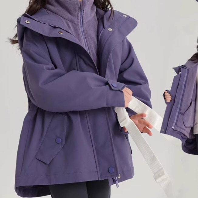 乔伊思童装女童三合一冲锋衣连帽