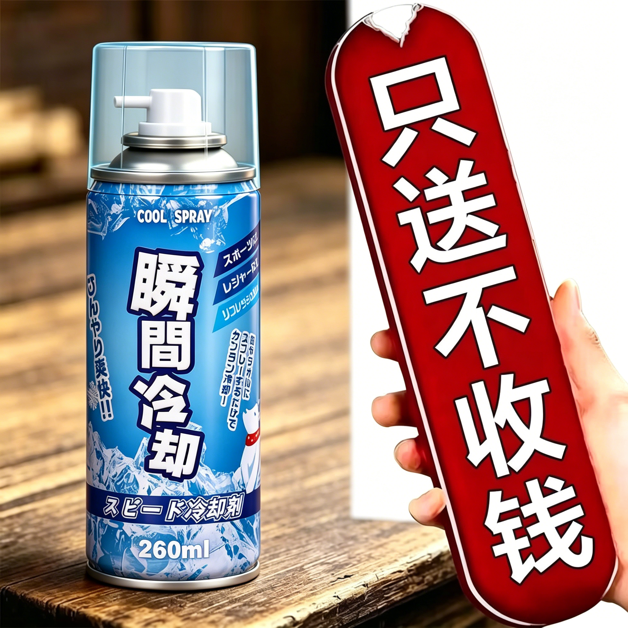 夏天汽车降温喷雾手机散热瞬间冷却运动冷冻清凉迅速制冷干冰神器