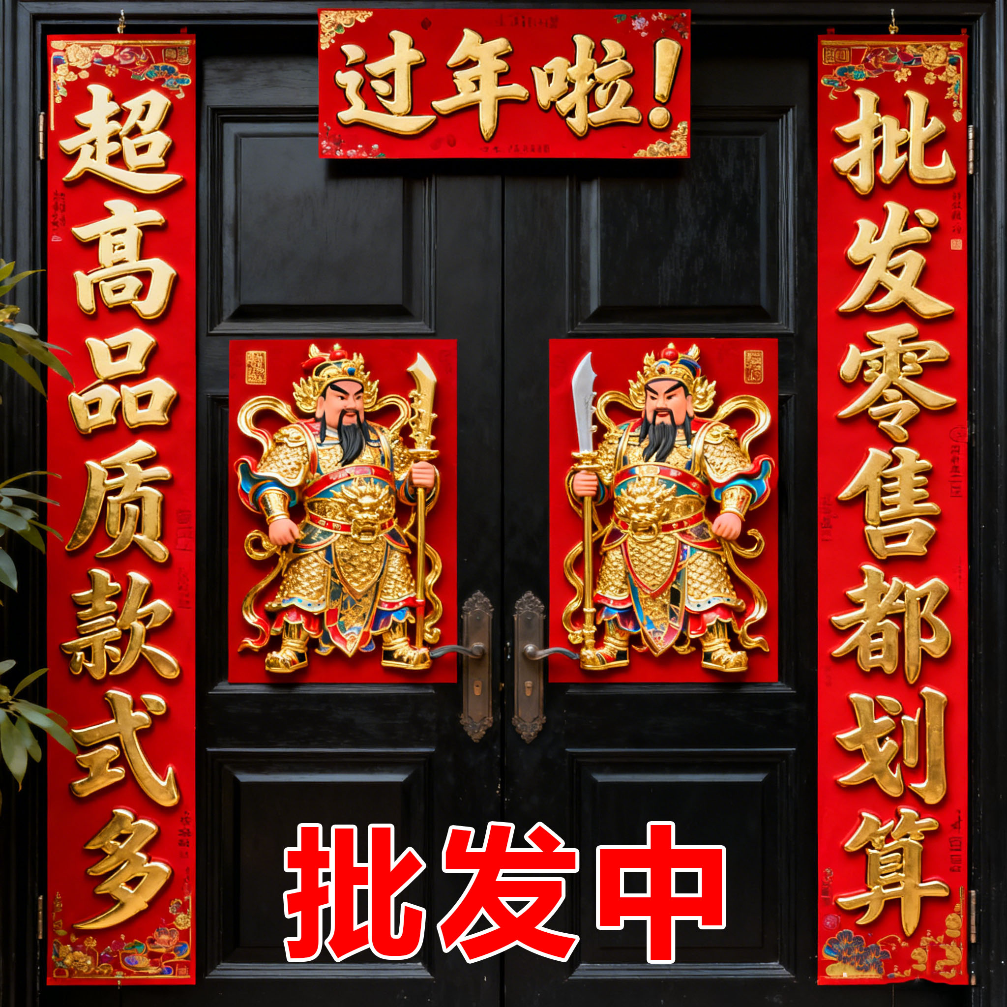 马年2026对联春联含横批俩福字俩窗花新年传统高档过年对联大礼包