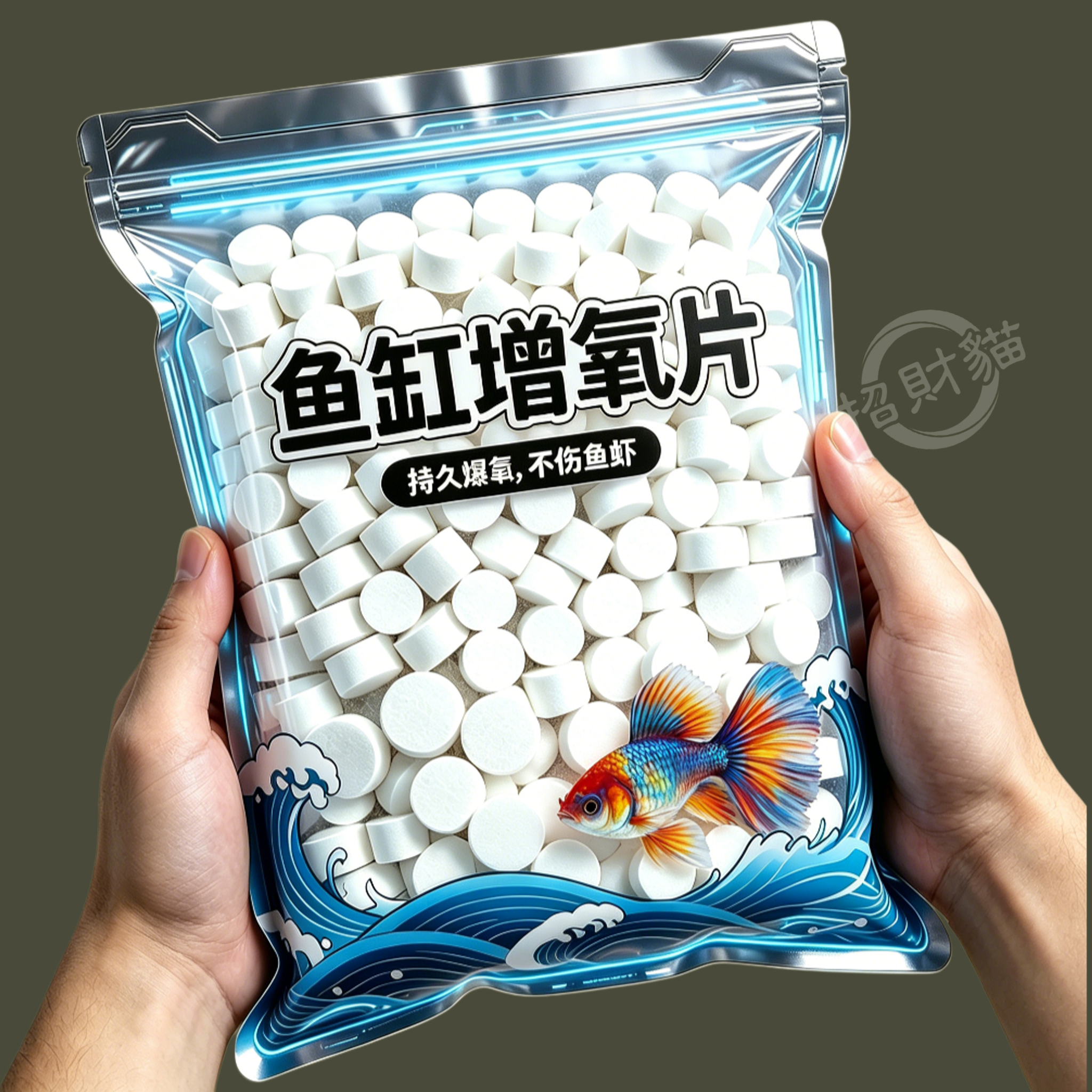 鱼缸无电制氧氧气片增氧颗粒养鱼鱼用无动力加充氧气泡石打氧神器