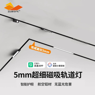 預埋款 無主燈客廳磁吸燈 暗裝 飛時代極窄5mm智能磁吸軌道燈嵌入式