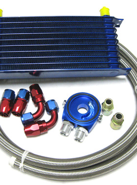 10排蓝色日式TRUST机油冷却器OILCOOLER 汽车改装机油散热器