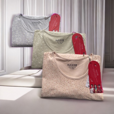 花系秋冬新款女士纯棉棉毛衫圆领套装修身弹力印花内衣92513款