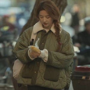 秋冬新款韩版派克棉服女外套绿色