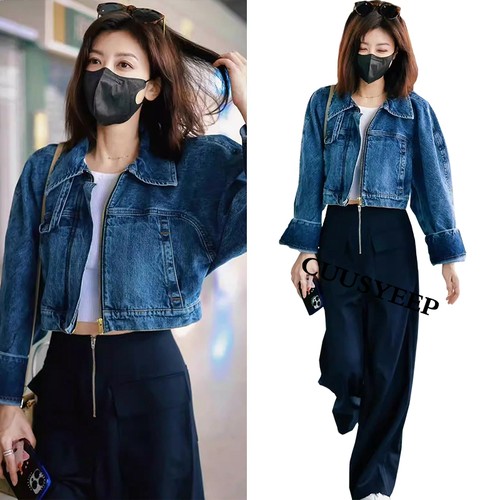 明星同款复古蓝短款夹克牛仔外套