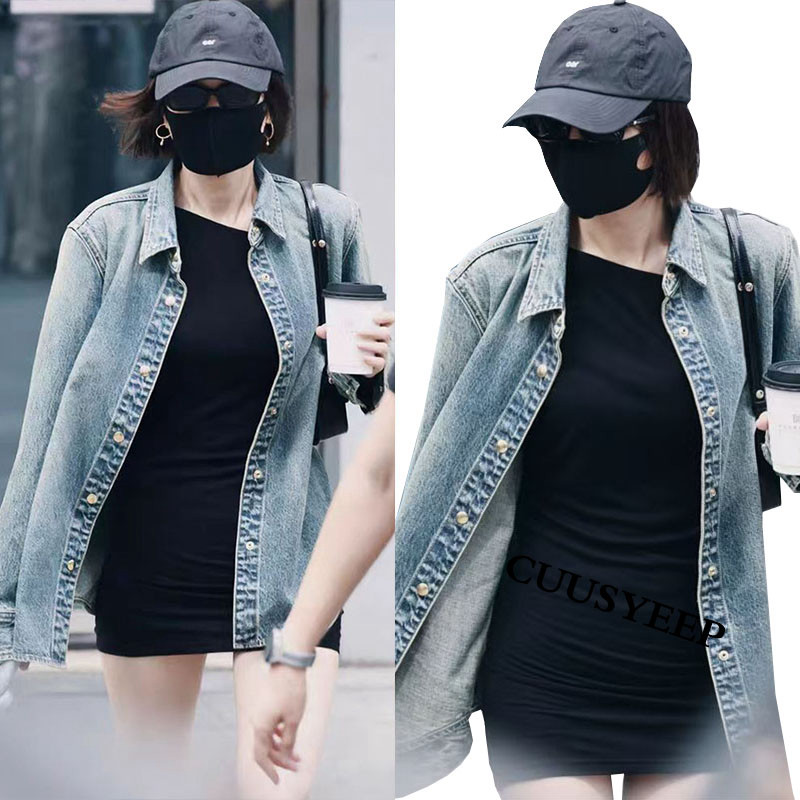 超柔复古做旧水洗牛仔衬衫女宽松