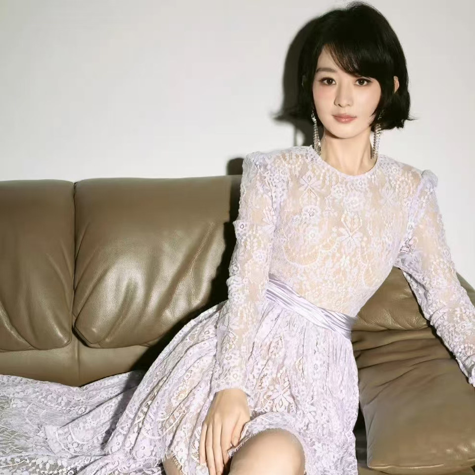 淑女名媛甜美不规则SP蕾丝连衣裙