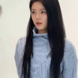 明星赵今麦骄阳似我聂曦光同款衣服蓝色针织衫女半高领镂空毛衣冬