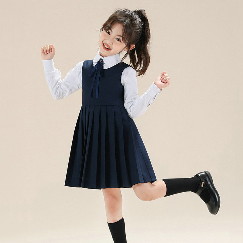 女童学院风JK百褶演出连衣裙套装