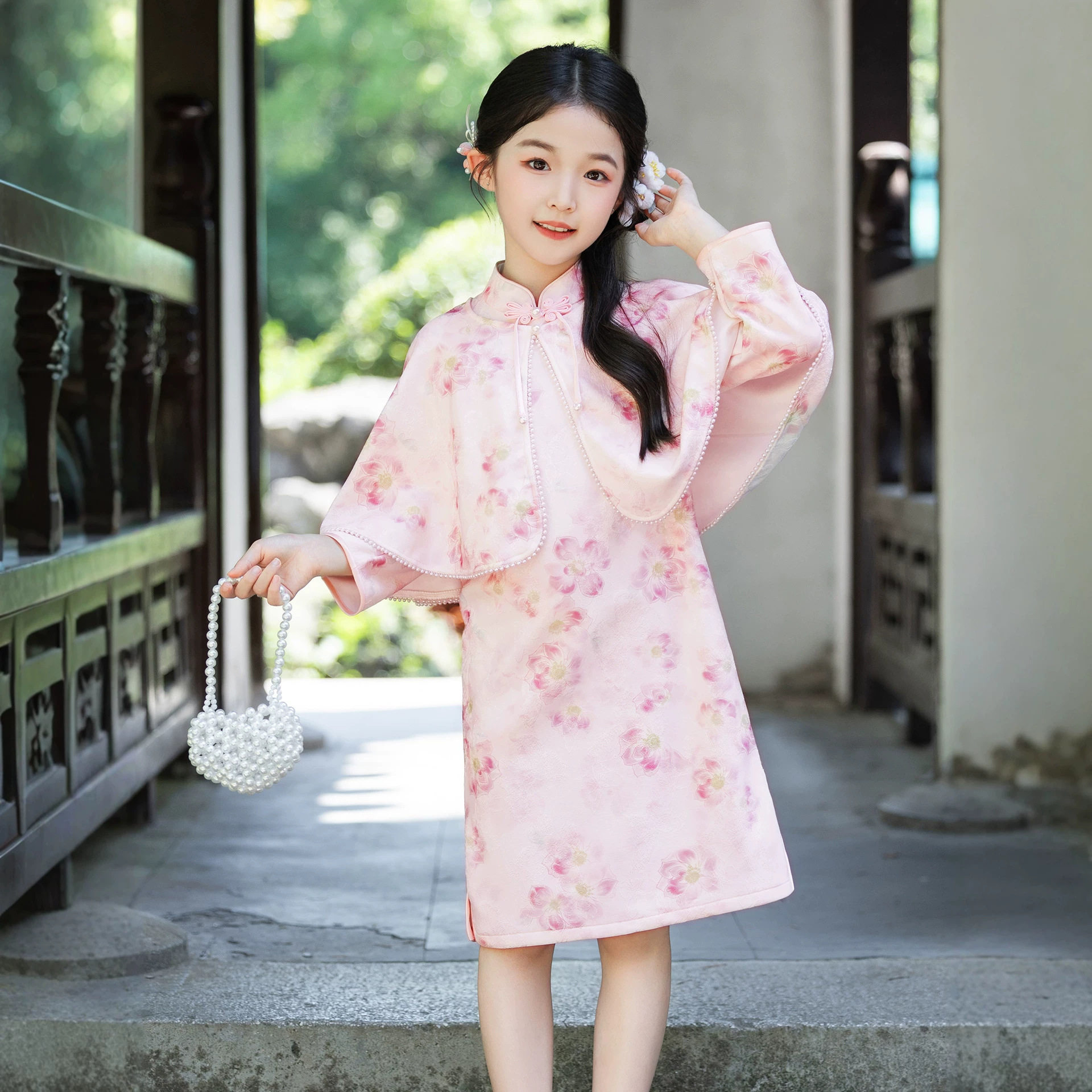 女童中式改良旗袍连衣裙春秋