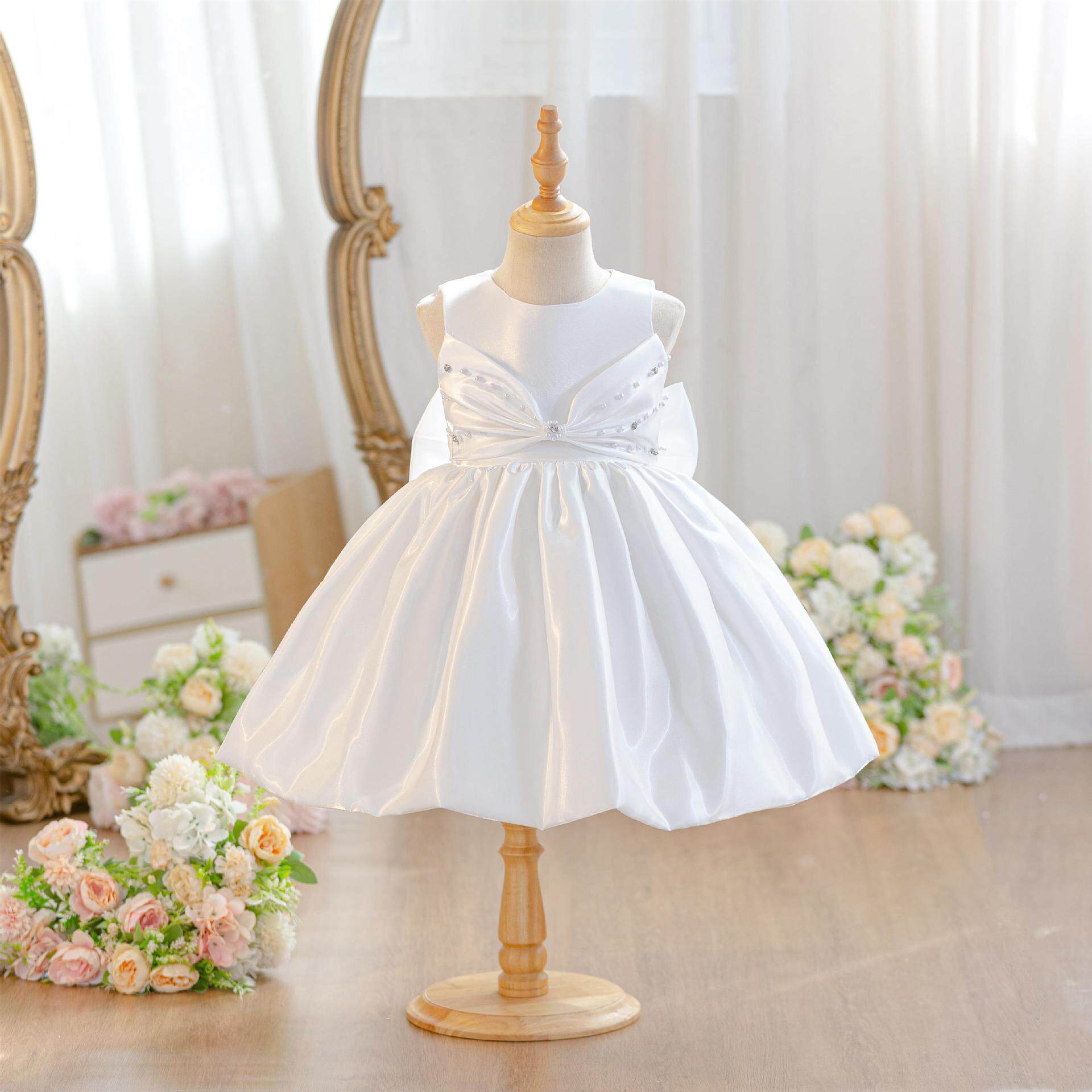 女童夏季连衣裙中小童装宝宝周岁礼服儿童甜美公主裙子白色背心裙