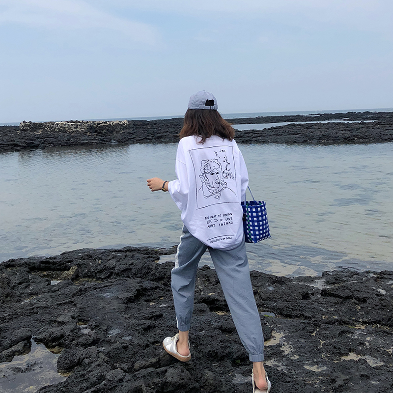 FFAN泛泛 梵高自画像tee 后背艺术感印花T恤女纯棉中长款 两色入