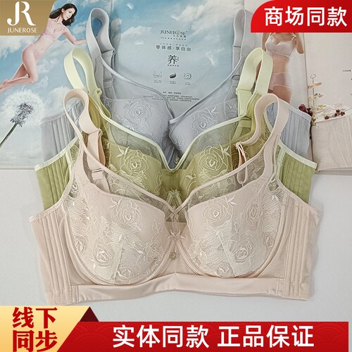 六月玫瑰文胸正品大胸显小薄全包调整型内衣软钢圈侧收副乳6580CD