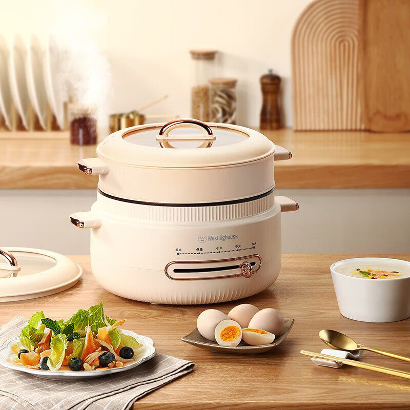 西屋WSC46B电火锅多用锅4L上蒸下煮4档拨杆调温涮火锅不粘涂层 批,厨房电器,电煮锅,淘宝优惠券,粉丝福利购,淘宝优惠卷