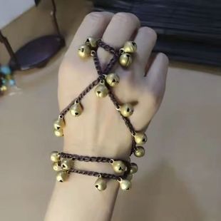 元夕舞铜铃铛手链女手工编织舞蹈跳舞一步一响手上连手指饰品配饰