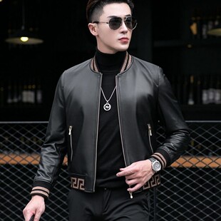 休闲皮衣外套男真皮绵羊皮短款韩版痞帅高级感薄款青年时尚潮流