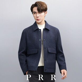 毛呢外套男短款高级感2026款翻领青年轻奢复古双面呢休闲纯色潮流