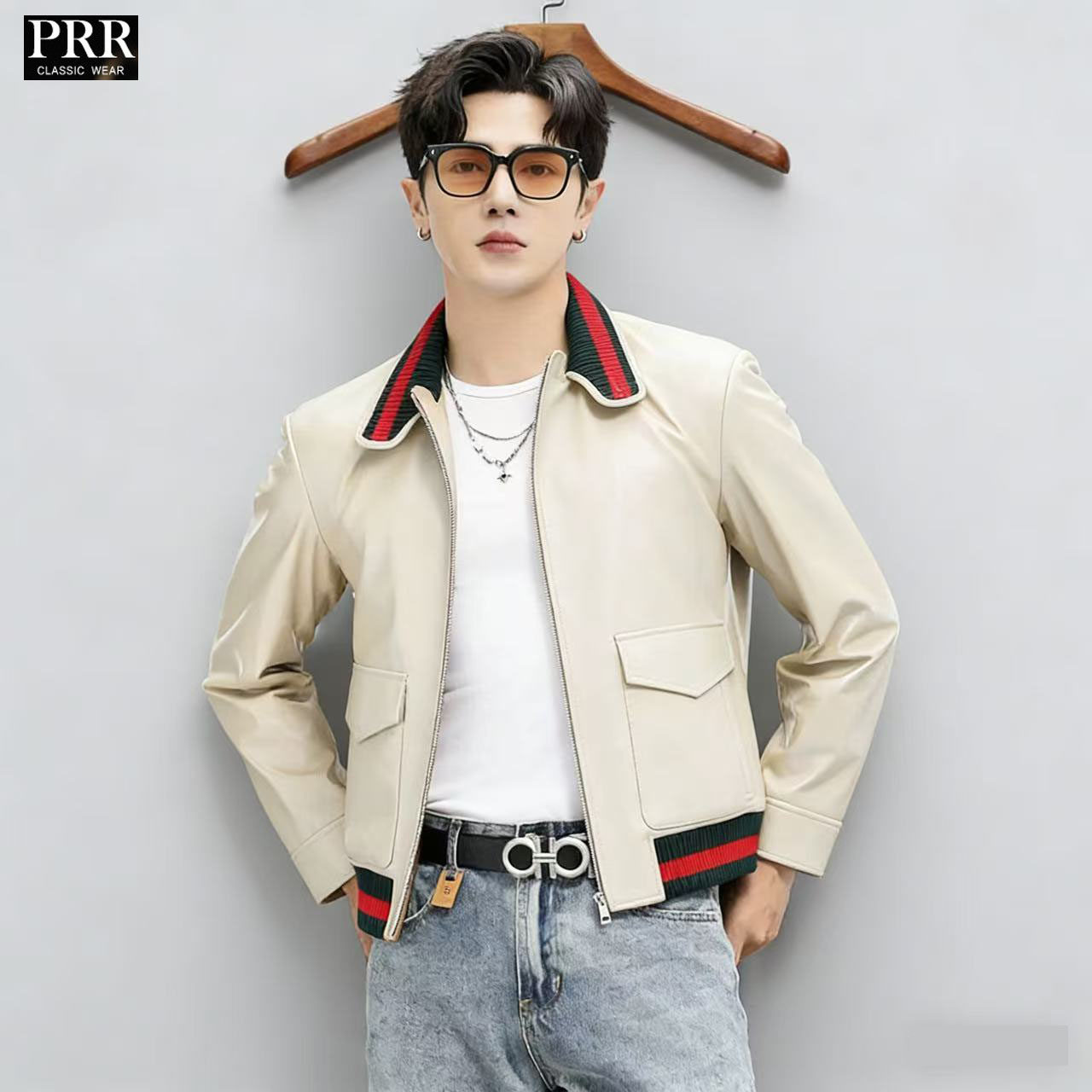 男皮衣真皮绵羊皮春秋款休闲时尚潮流皮衣外套男2026新款真皮机车