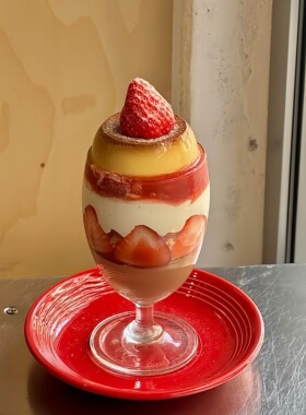 草莓布丁芭菲杯甜品店蛋糕杯矮脚杯慕斯杯法国甜品杯小容量玻璃杯