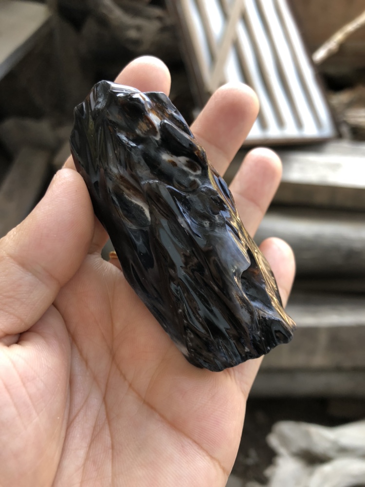 缅甸树化玉手把件