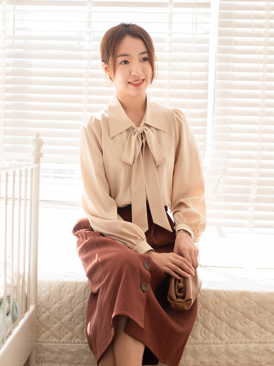 女装系带雪纺通勤长袖文艺衬衫