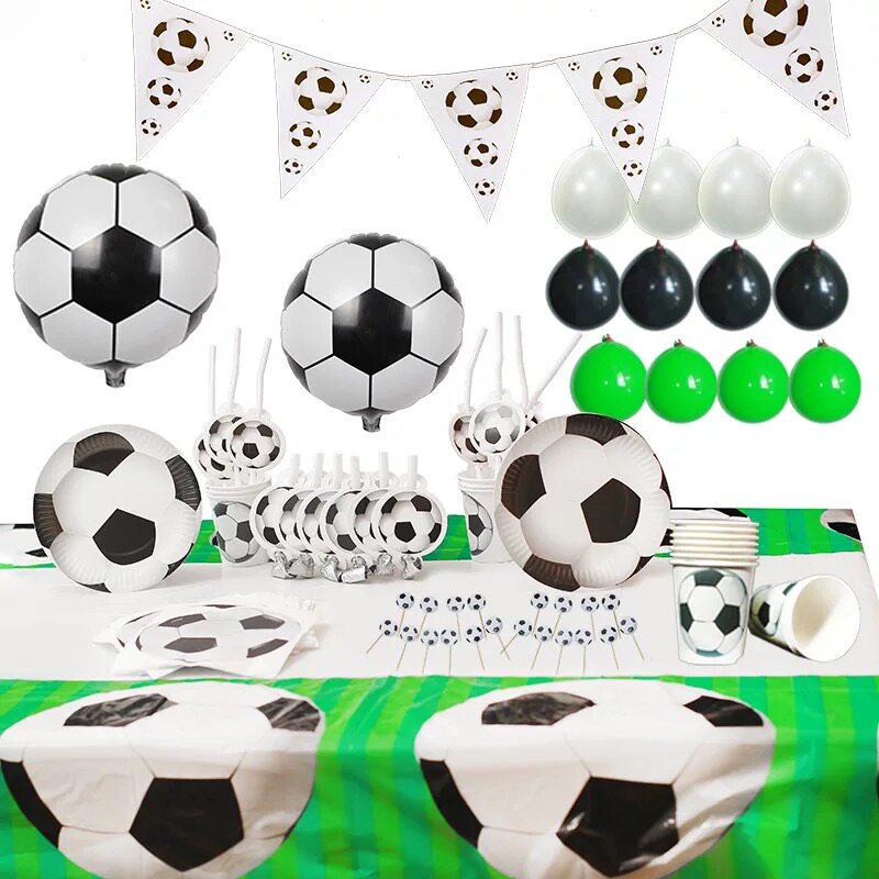 白足球主题派对用品环保餐具世界杯生日纸盘礼品袋party football