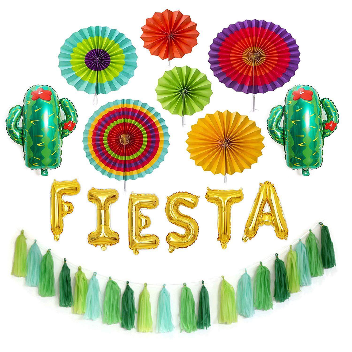 墨西哥嘉年华派对FIESTA字母 仙人掌铝箔球乳胶气球主题派对套餐