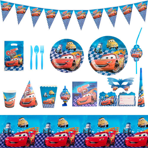 汽车总动员生日派对用品纸杯桌布