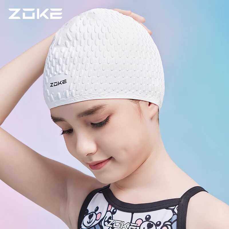 长发硅胶护耳zoke儿童泳帽洲克图片