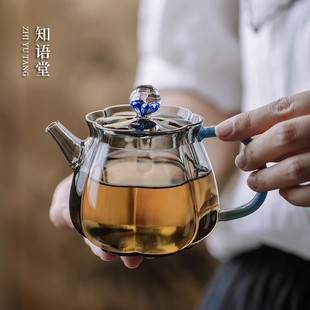 过滤小泡茶壶家用精致 高档梅花玻璃茶壶一人喝单个功夫茶具日式