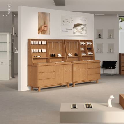 多层靠墙展柜 商超样品饰品文创产品展示柜 现代多功能木质陈列柜