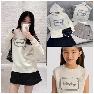 全羊毛高品质2025秋冬新款儿童毛衣女童连帽针织衫中大童套头毛衣