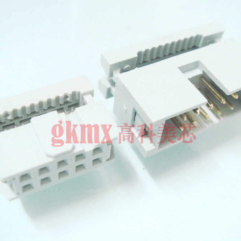 灰色简易牛角插座DC3-10芯公头+FC-10P压线式间距2.54mm 10套25元