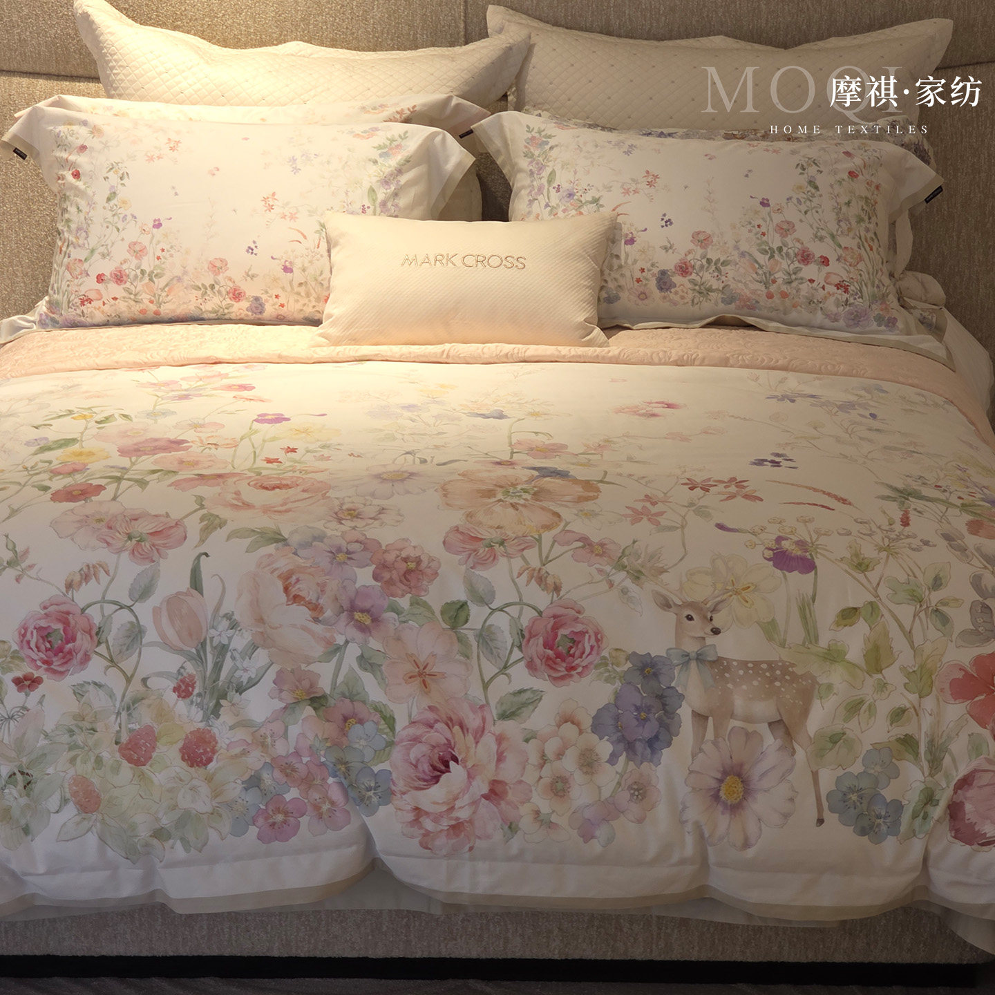 加密新疆阿瓦提长绒棉四件套田园手绘花卉数码印花被套床上用品