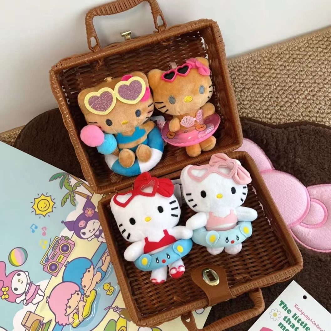 夏日泳圈游泳hellokitty挂件包包女kt猫夏威夷书包公仔毛绒小玩偶