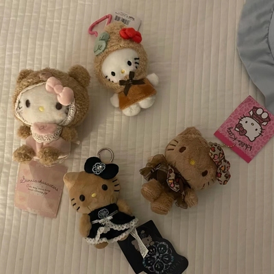 中古咖色包包挂件哈喽kitty系列礼物女生书包小饰品公仔玩偶挂饰