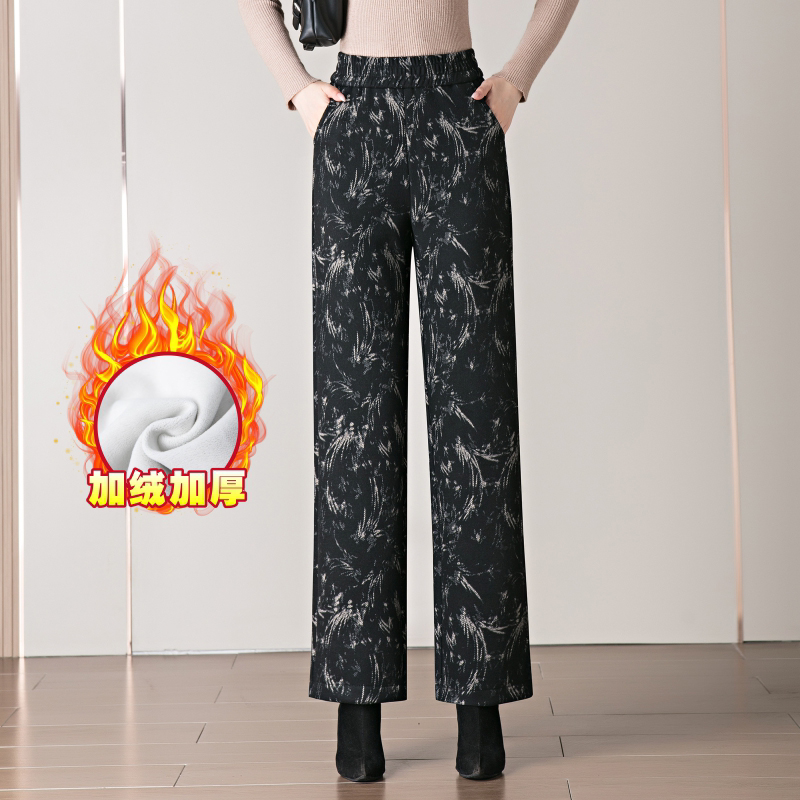 高腰中国风阔腿长裤花裤子女裤