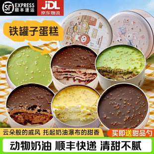 铁罐子蛋糕动物奶油可可巧克力奥巧蓝莓抹茶千层甜品慕斯盒子蛋糕