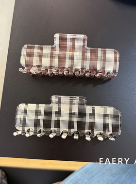 Faery Acc 高品质巴恩风格纹醋酸半圆抓夹慵懒鲨鱼夹后脑勺盘发夹
