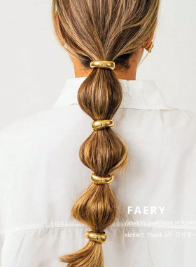 韩国东大门同款金属U型发圈发绳女高级感ins发饰钛钢光面皮筋头绳