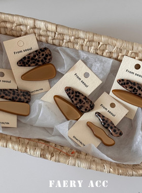 韩国博主同款发夹女侧边醋酸玳瑁黄色拼色对夹头饰发卡发饰头饰新