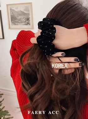 韩国东大门同款丝绒波点大肠发圈女高级感气质百搭头绳发饰新款